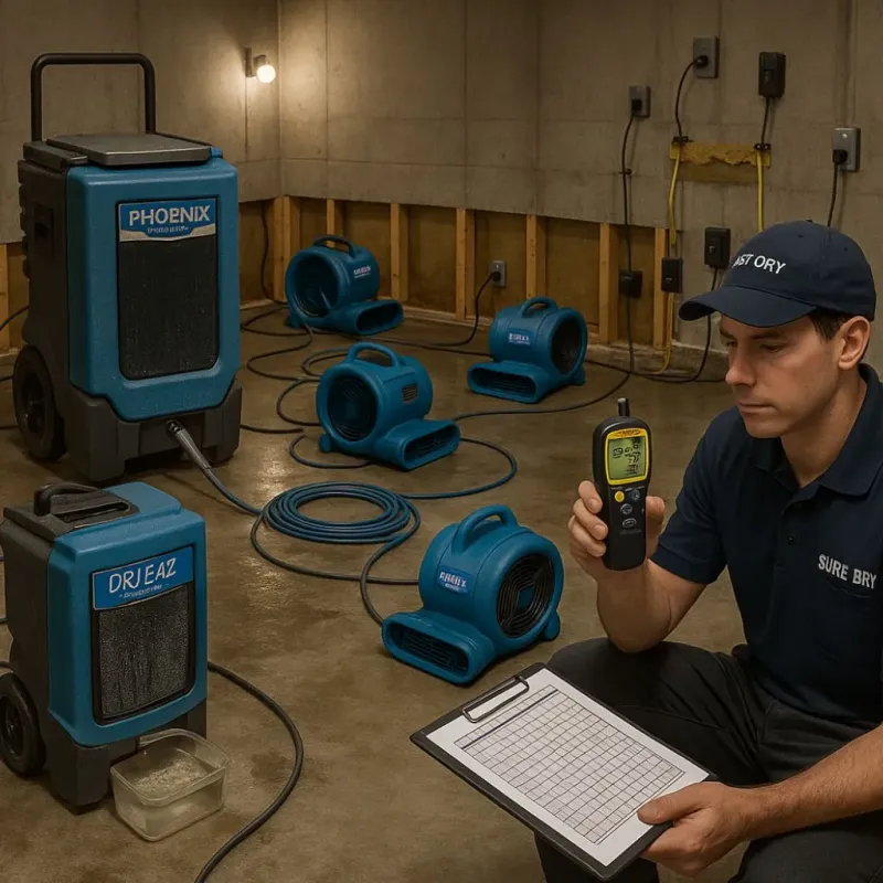 Structural Drying and Dehumidification process in Warren, RI